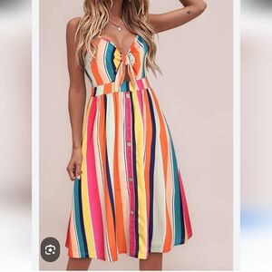 NWT Womens VotePretty  Colorful Striped Midi Dress Sz XL